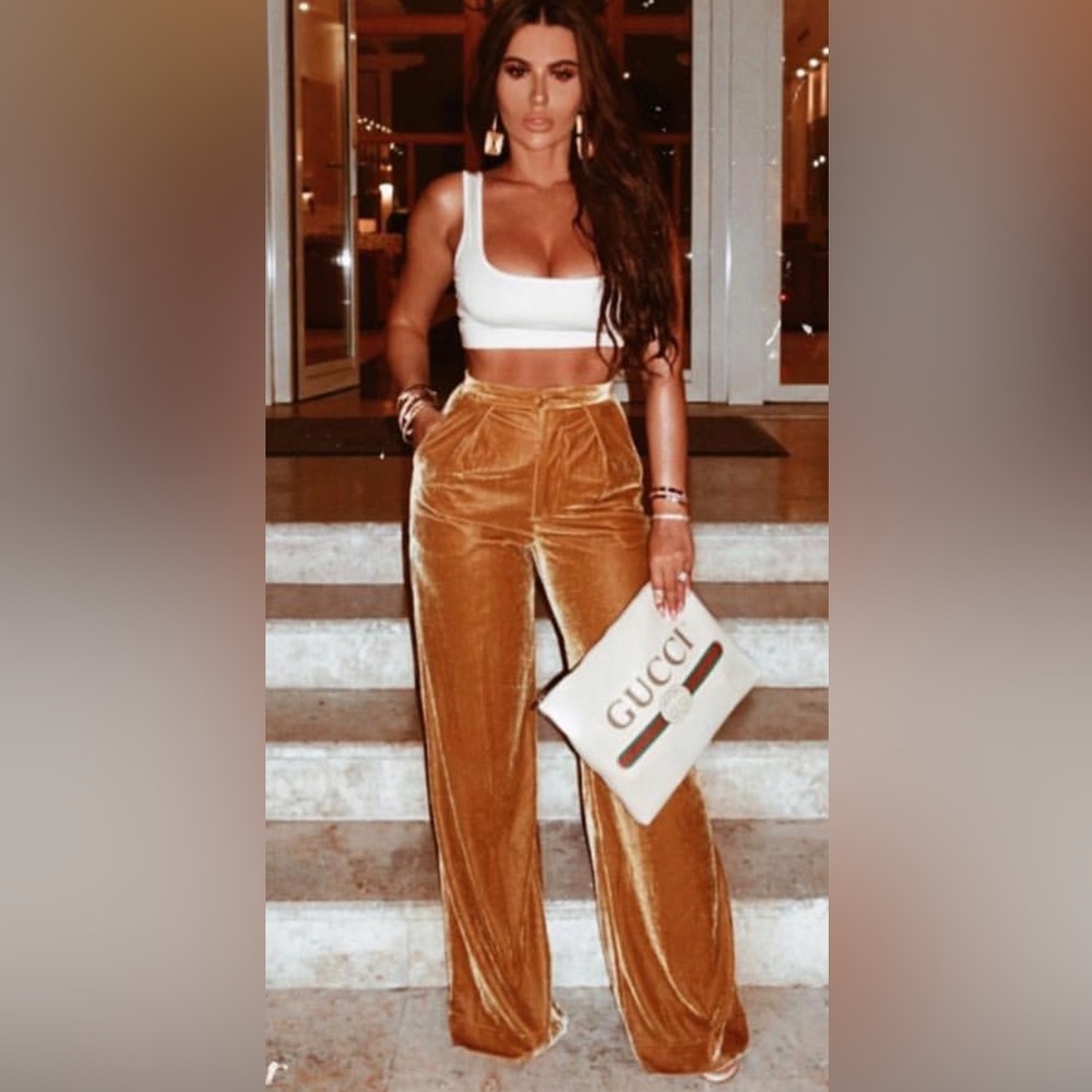 House of CB Gold Wide Leg Pants